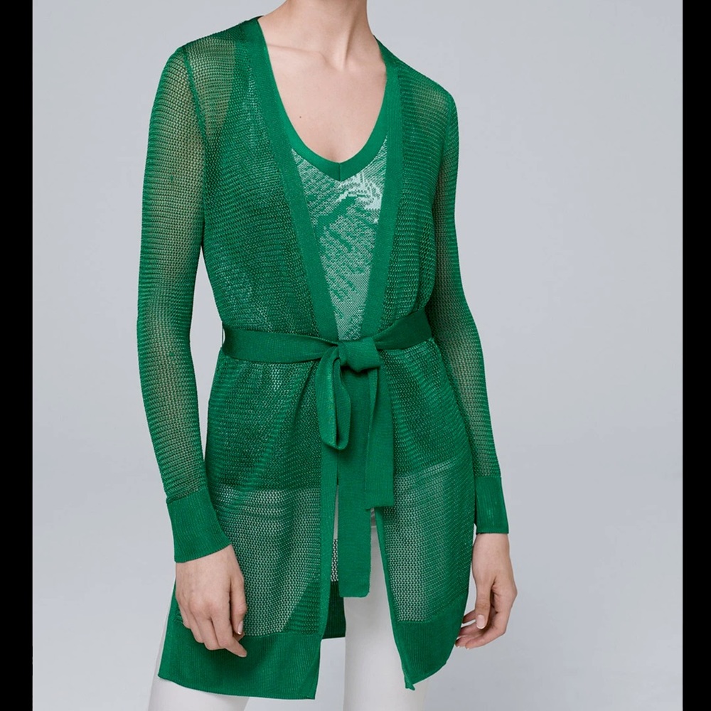 White House Black Market - Mesh Belted Net Cardigan